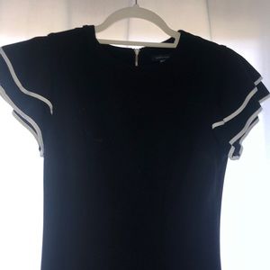 Black ruffled short sleeve dress